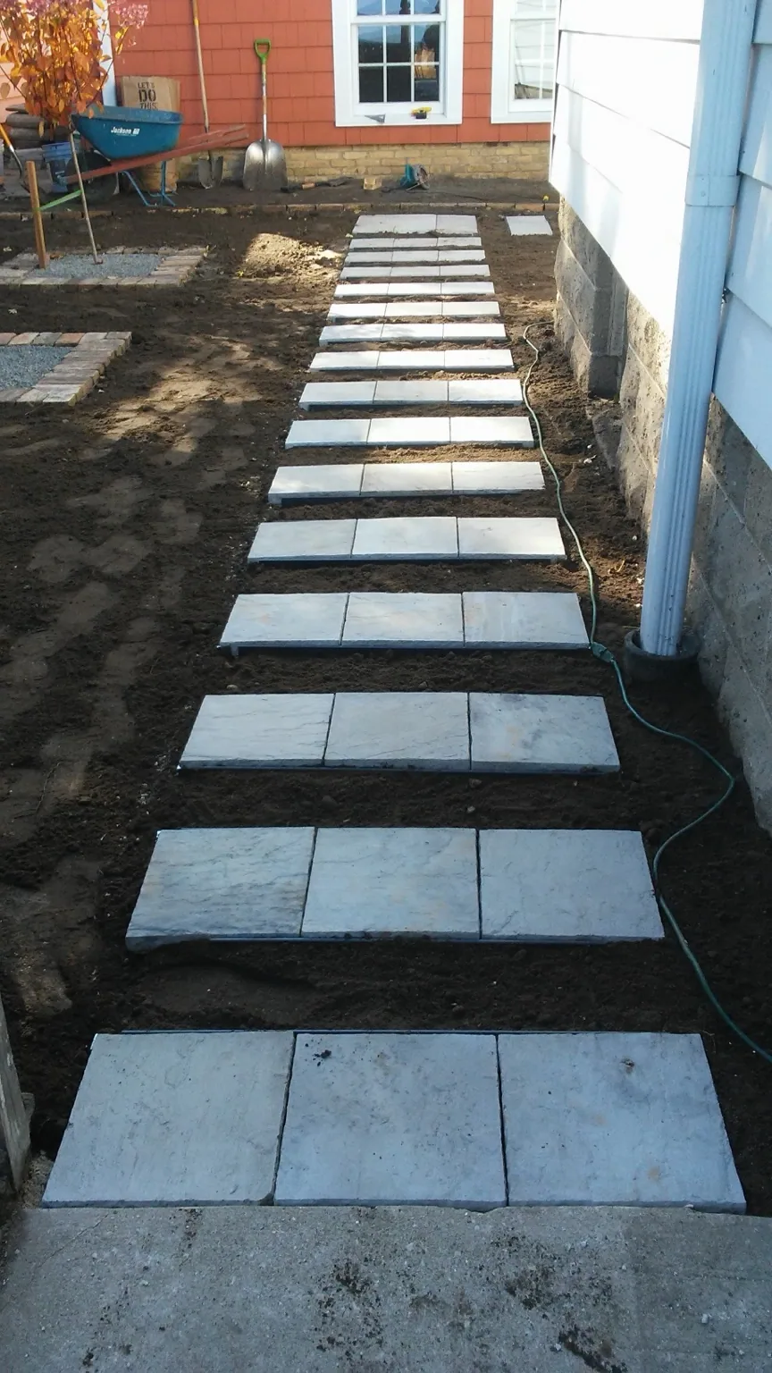 Walkway · Stepping stones installed